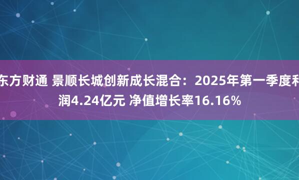 东方财通 景顺长城创新成长混合：2025年第一季度利润4.24亿元 净值增长率16.16%
